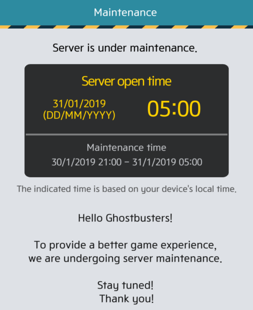 Server Maintenance - January 31, 2019