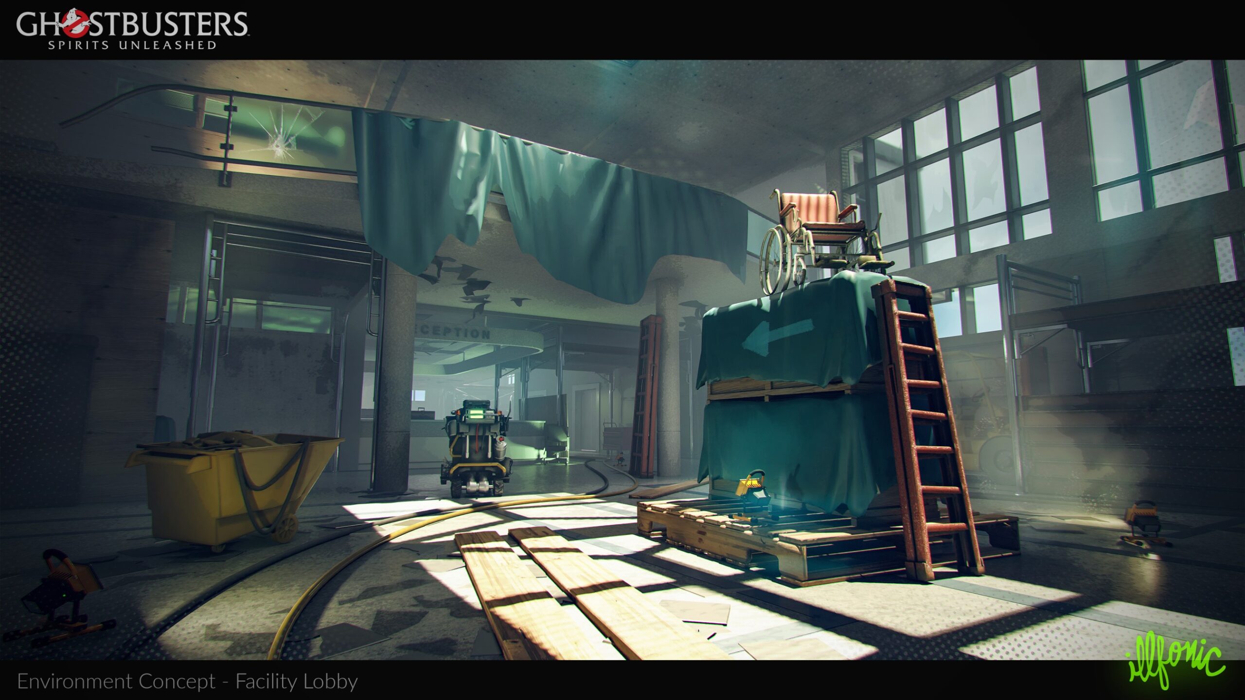 Ghostbusters: Spirits Unleashed - Facility Lobby Concept Art