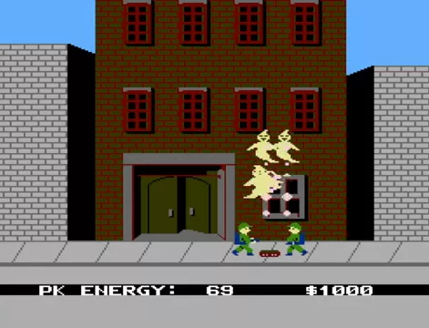 Haunted-building ghost capture in Ghostbusters on NES