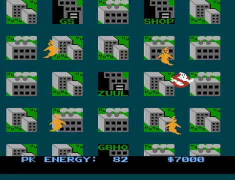 City map gameplay in Ghostbusters on NES