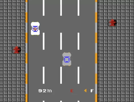 Road driving gameplay in Ghostbusters on NES